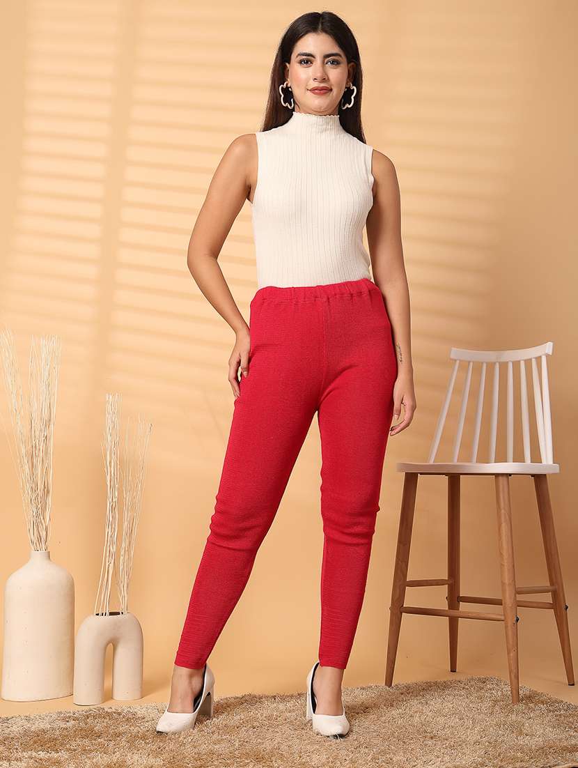 women magenta wool leggings - 21531138 -  Standard Image - 4