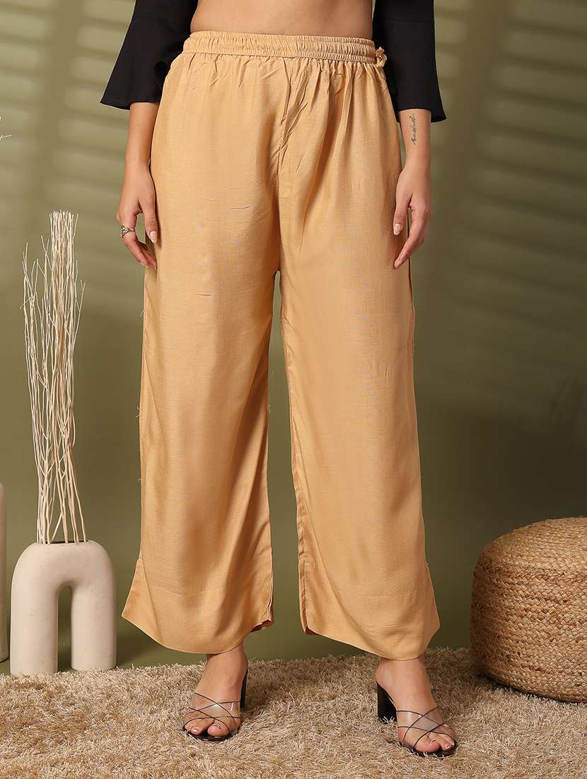 women solid straight palazzo