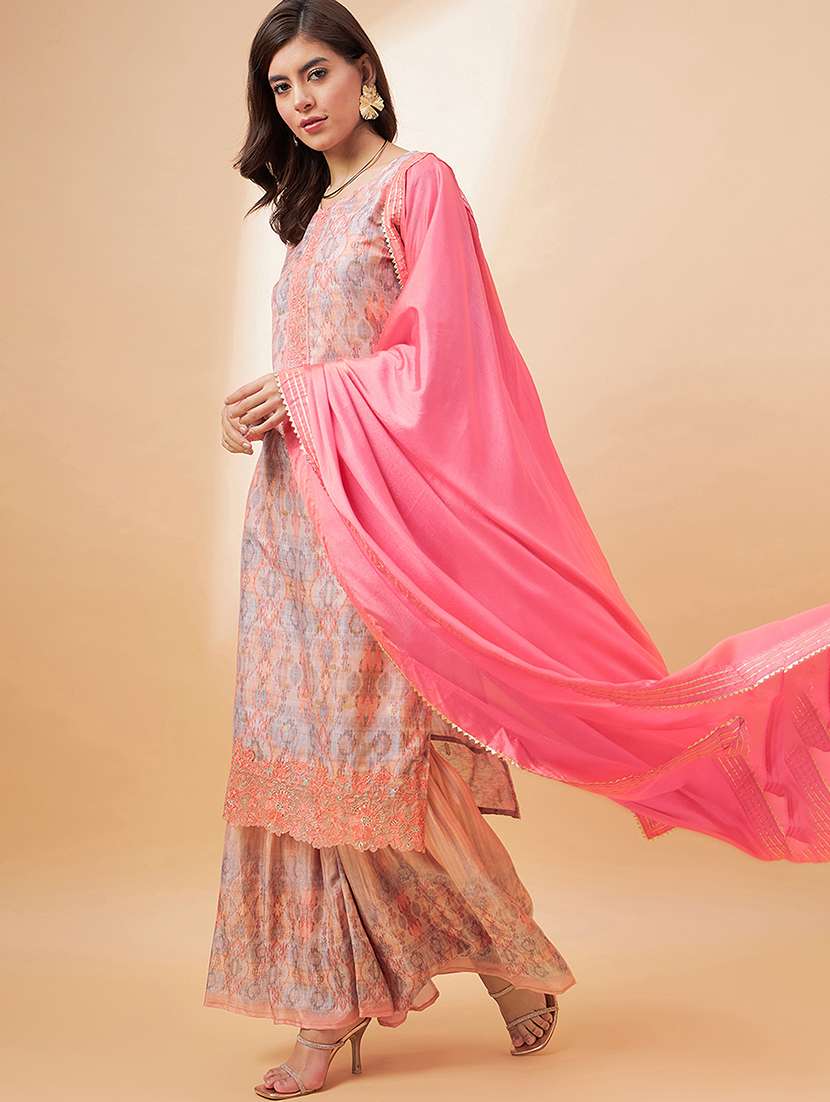 women kurta palazzo set with dupatta - 21531255 -  Standard Image - 1