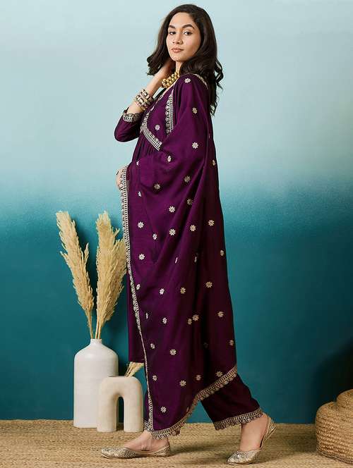 women kurta palazzo set with dupatta