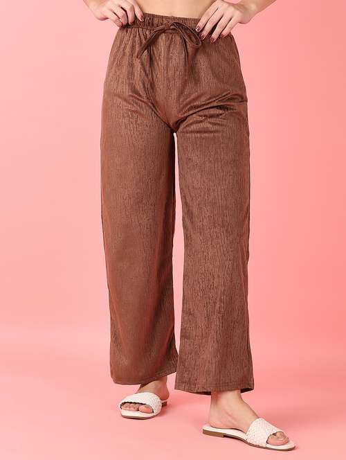 women brown solid palazzo - 21531439 -  Standard Image - 0