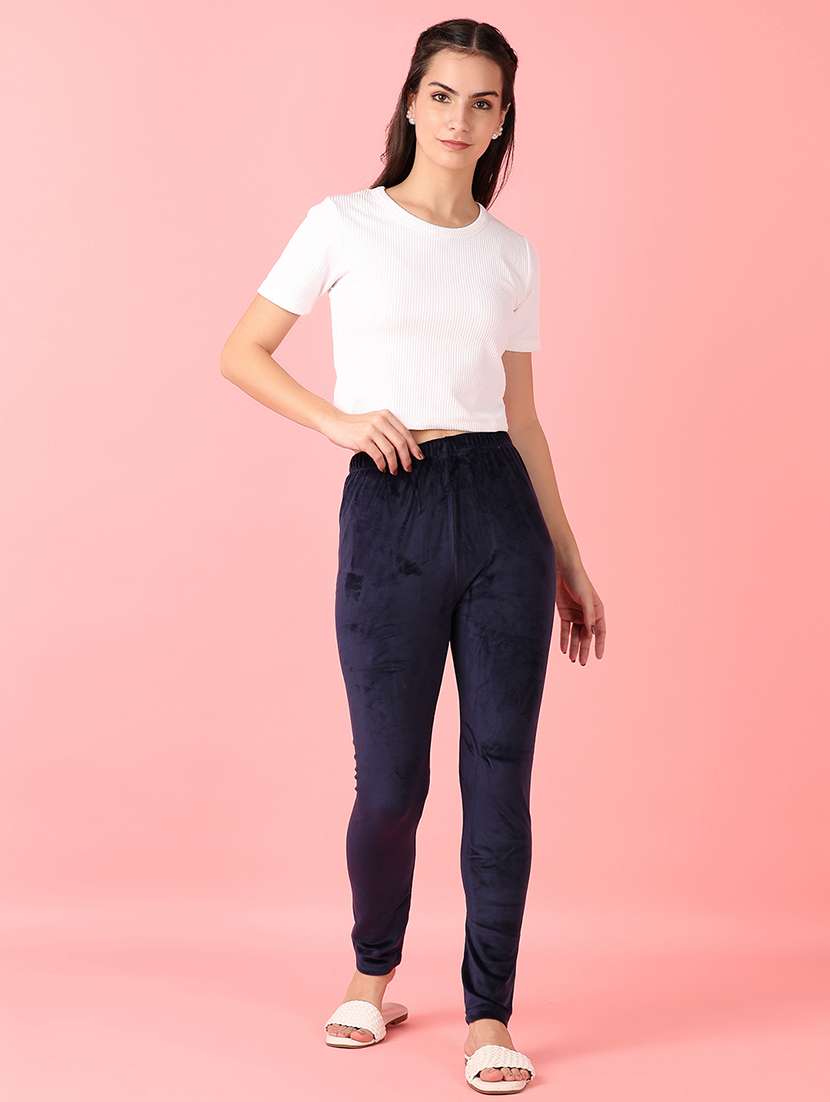 navy blue solid woolen legging - 21531451 -  Standard Image - 4