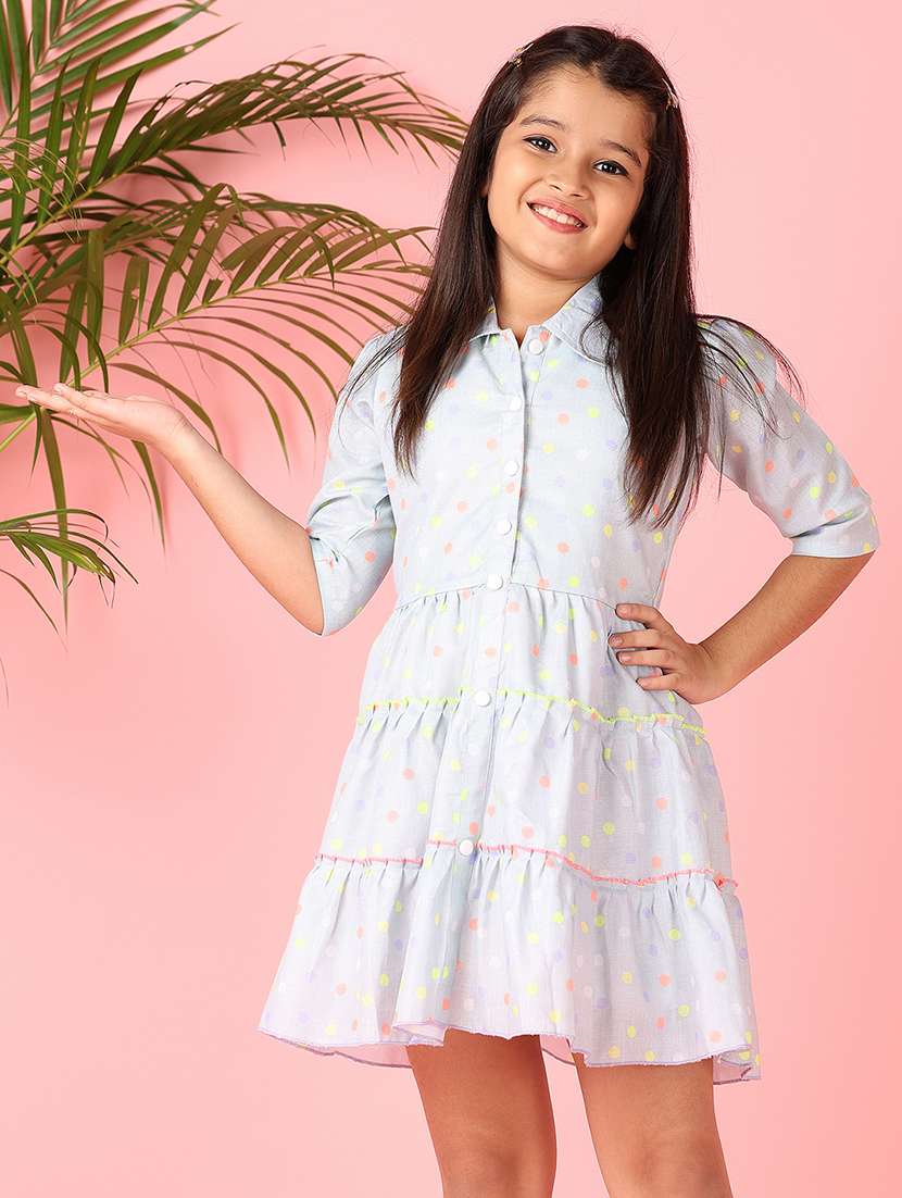 girls printed three quarter sleeve frock