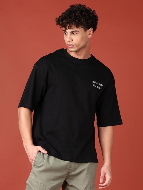 black cotton front print tshirt - 21531513 - Standard Image - 0