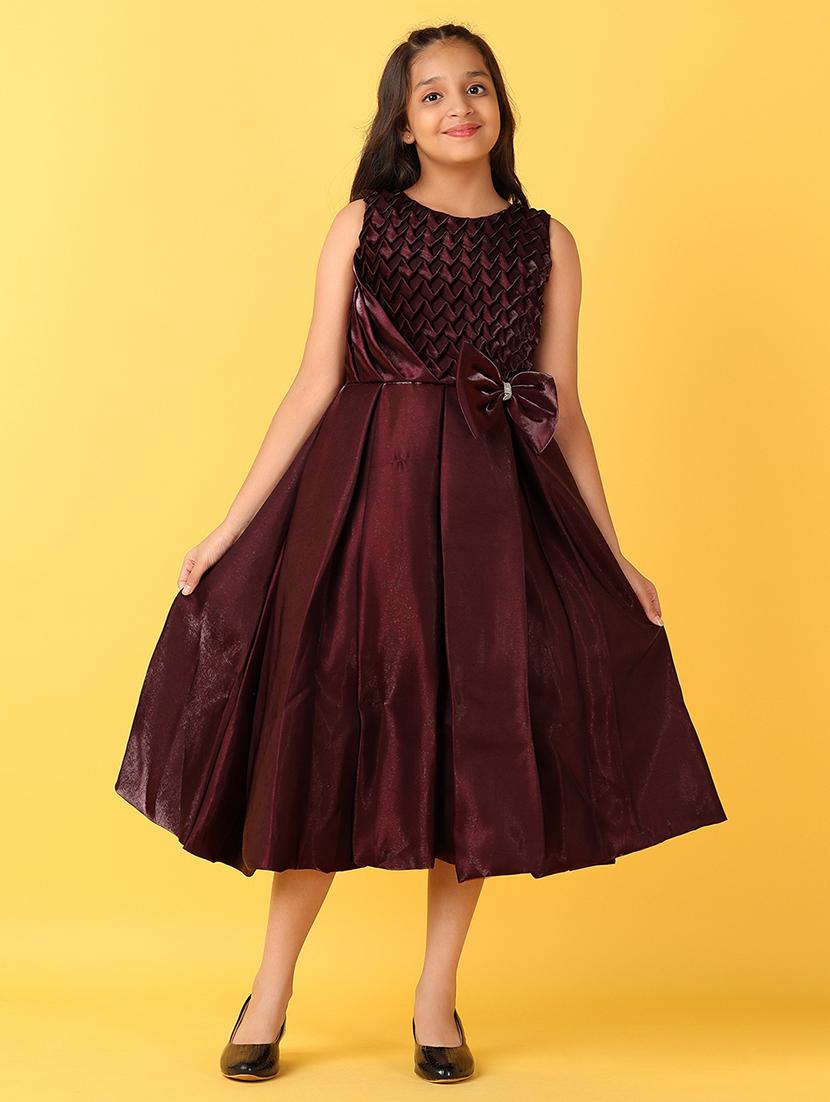 girls solid round neck party wear frock 