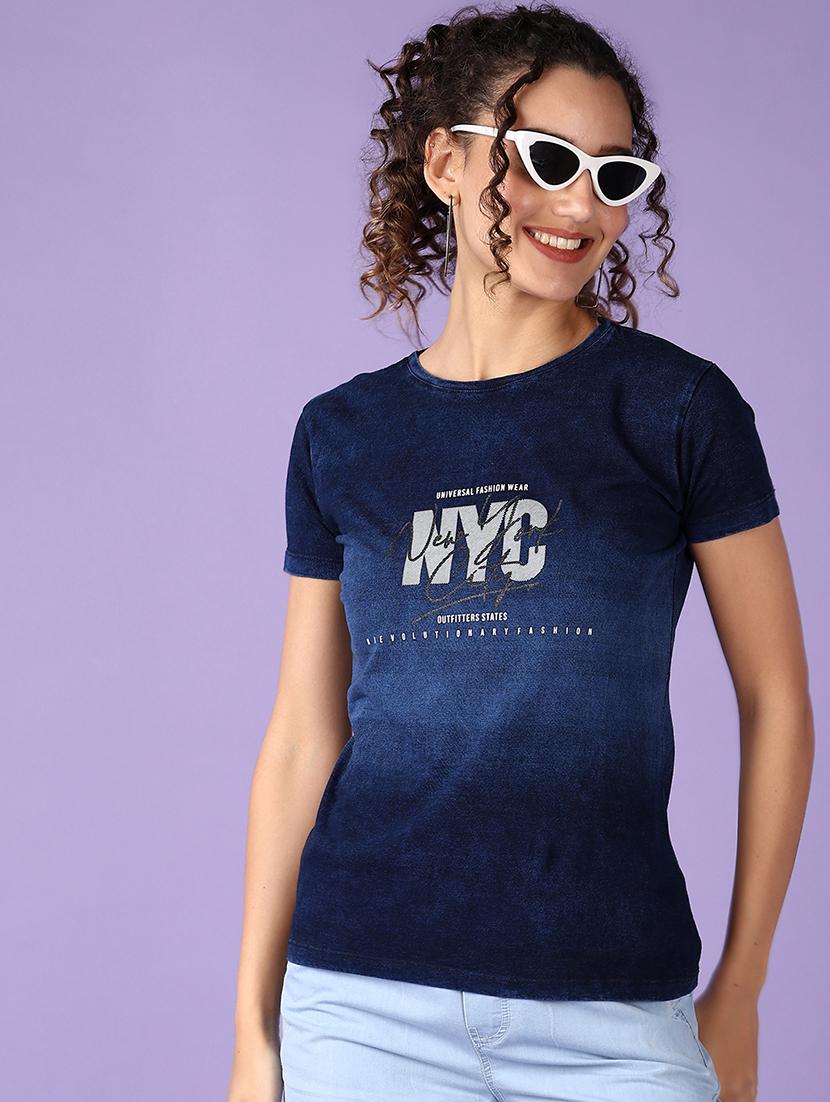 women front print round neck t-shirt - 21531559 -  Standard Image - 1