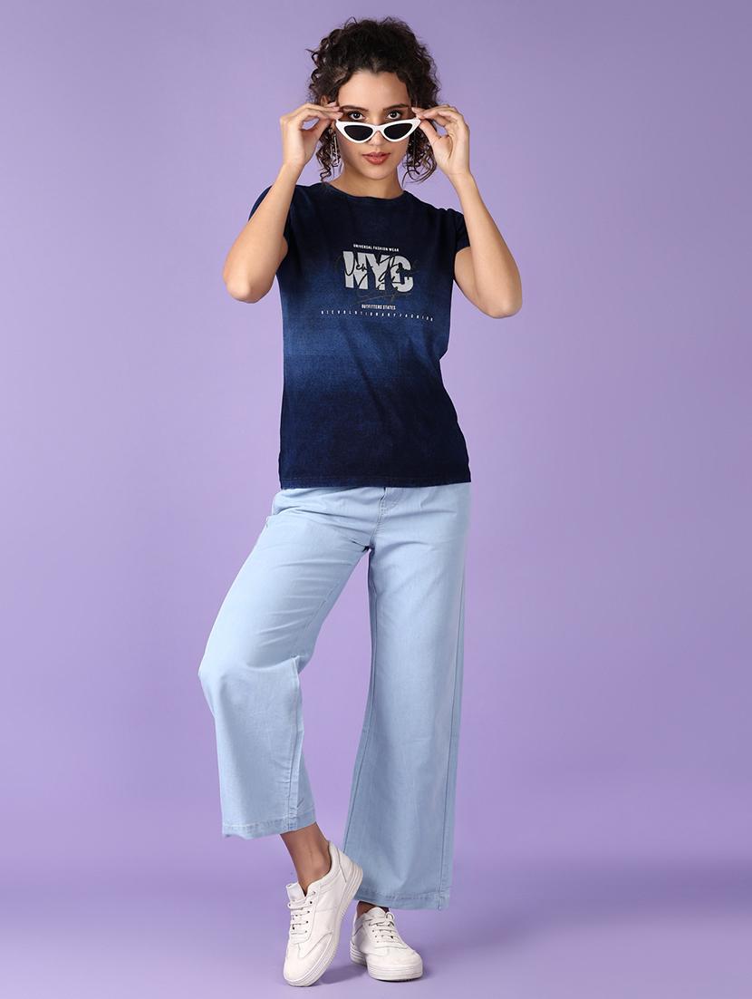 women front print round neck t-shirt - 21531559 - Standard Image - 4