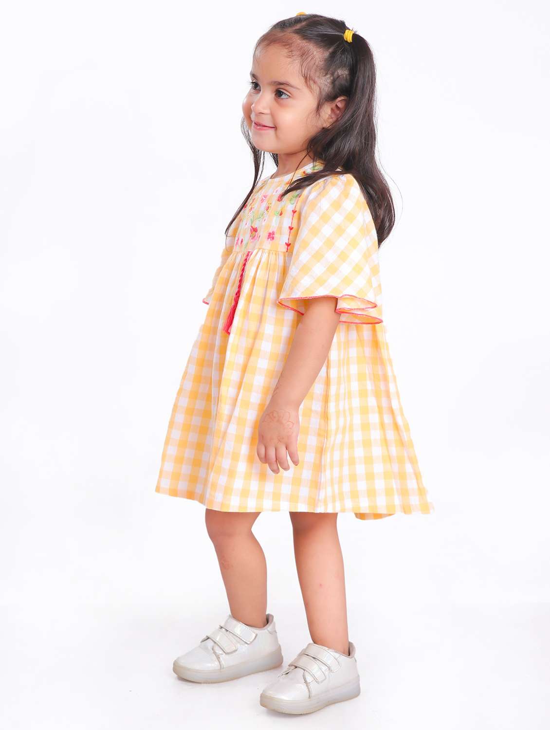 girls yellow embroidered a-line dress - 21531687 -  Standard Image - 1