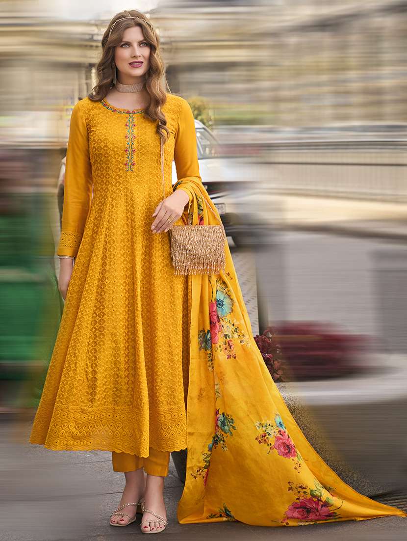 women embroidered anarkali kurta pant set with dupatta - 21531709 -  Standard Image - 1