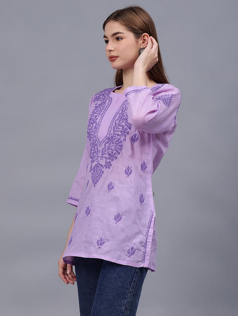 women chikankari straight kurti - 21531716 - Standard Image - 1
