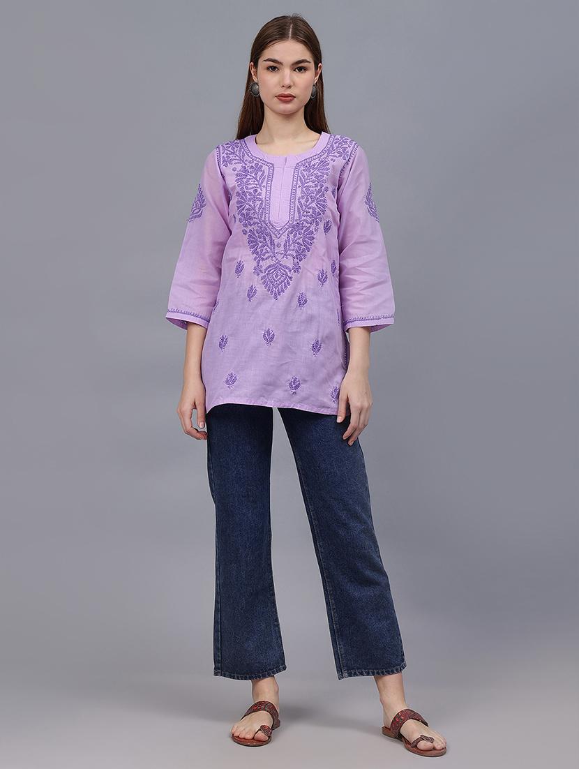 women chikankari straight kurti - 21531716 - Standard Image - 4