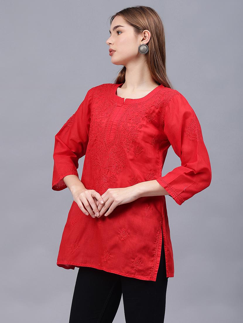 women chikankari straight kurti - 21531717 - Standard Image - 1