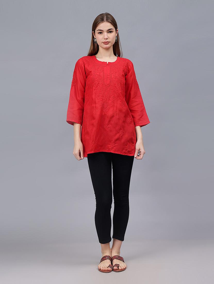 women chikankari straight kurti - 21531717 - Standard Image - 4