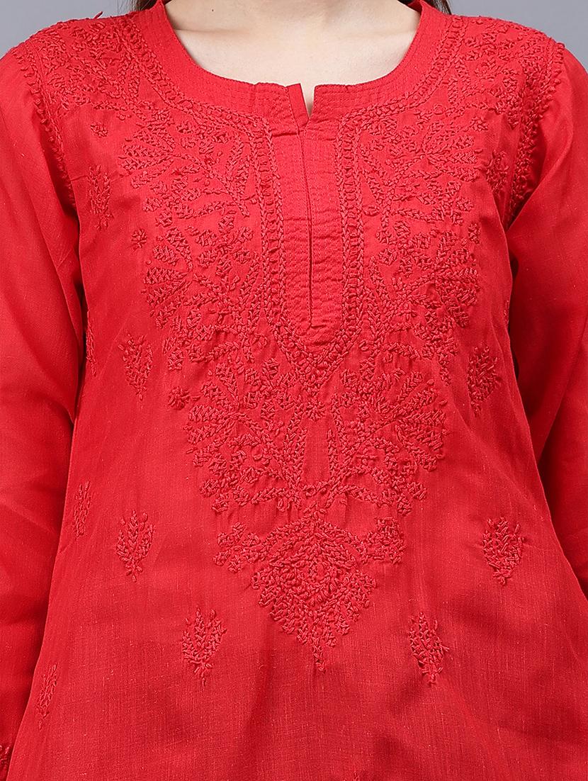 women chikankari straight kurti - 21531717 - Standard Image - 6
