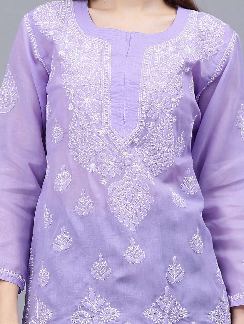 women chikankari straight kurti - 21531720 -  Standard Image - 6
