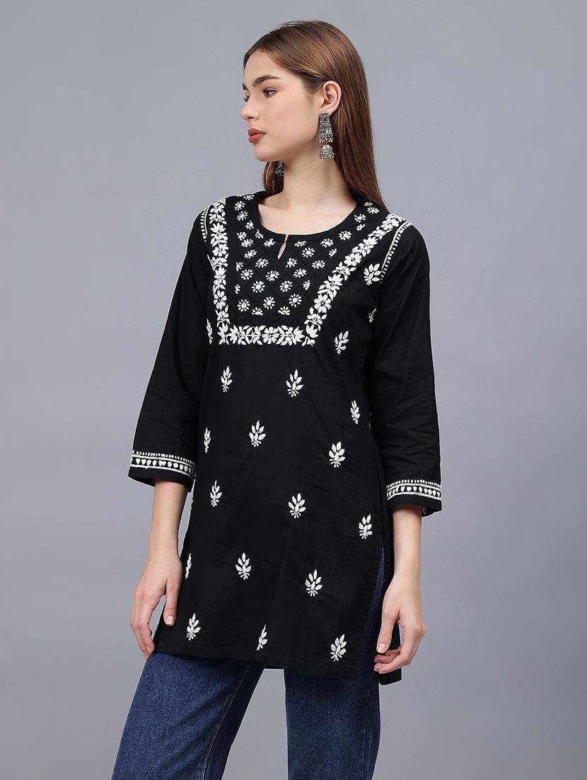women chikankari straight kurti - 21531725 - Standard Image - 1