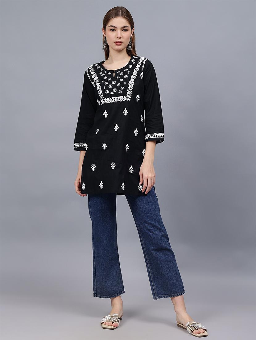 women chikankari straight kurti - 21531725 - Standard Image - 4