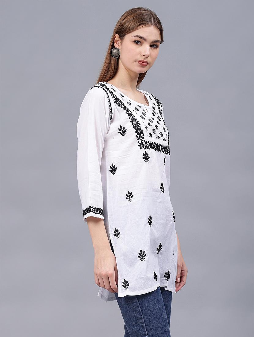 women chikankari straight kurti - 21531726 - Standard Image - 1