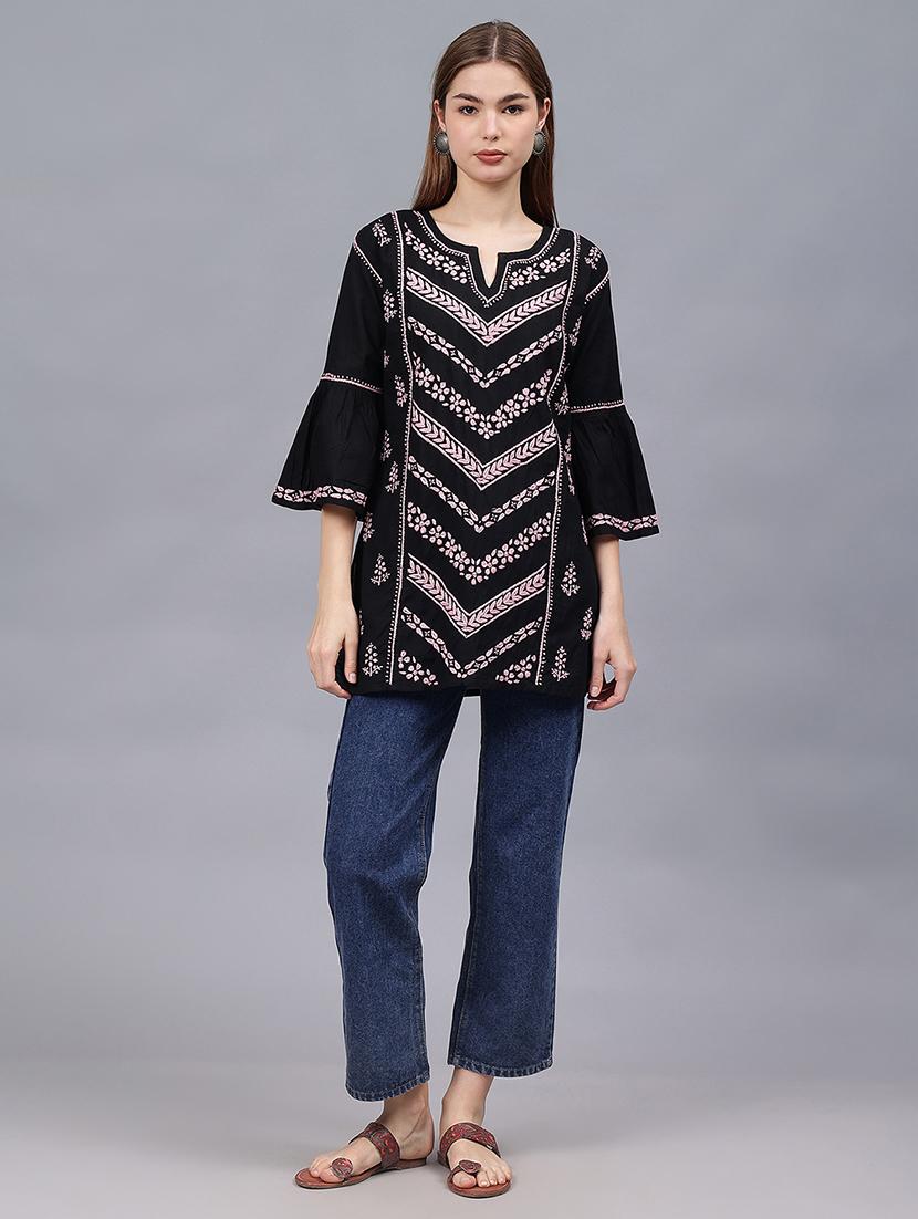 women chikankari straight kurti - 21531739 - Standard Image - 4