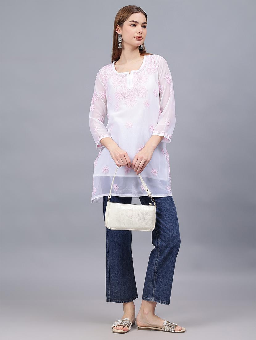 women chikankari straight kurti - 21531742 - Standard Image - 6