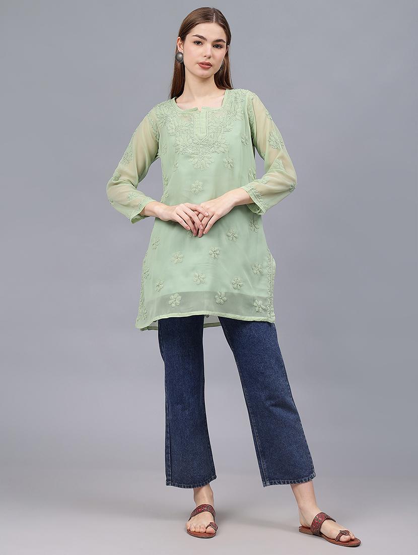 women chikankari straight kurti - 21531745 - Standard Image - 6
