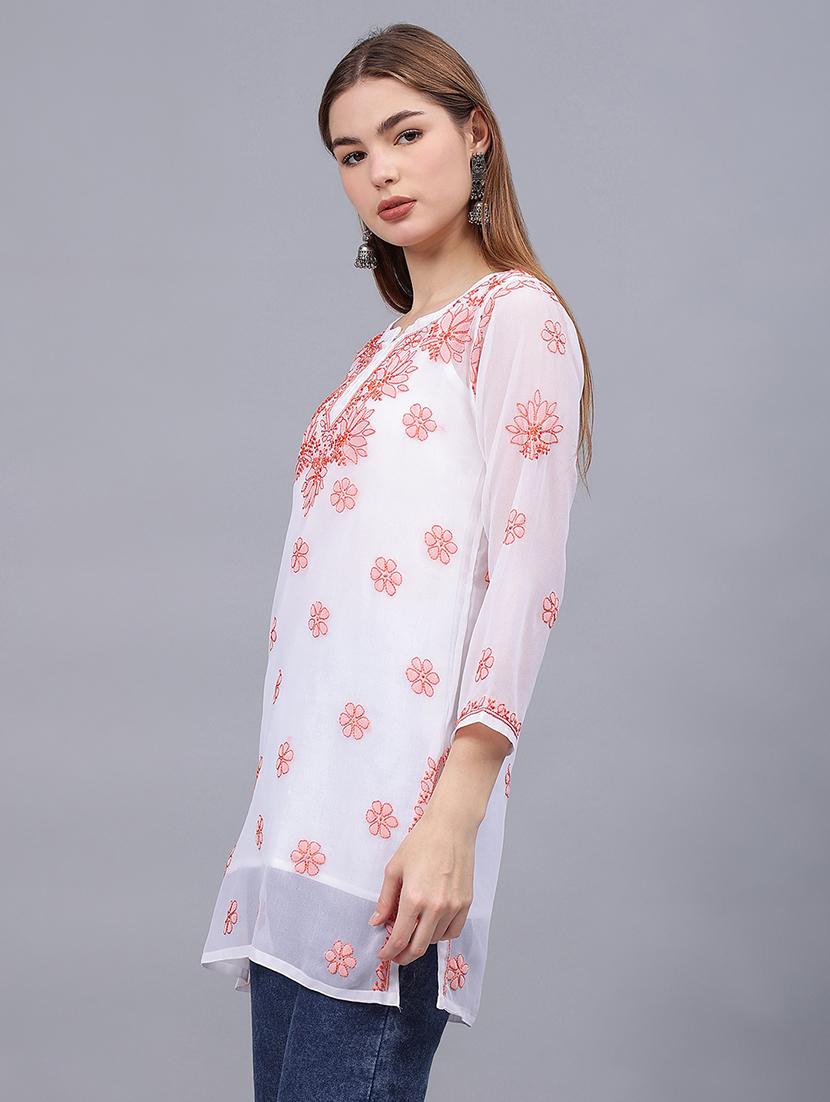 women chikankari straight kurti - 21531746 - Standard Image - 1
