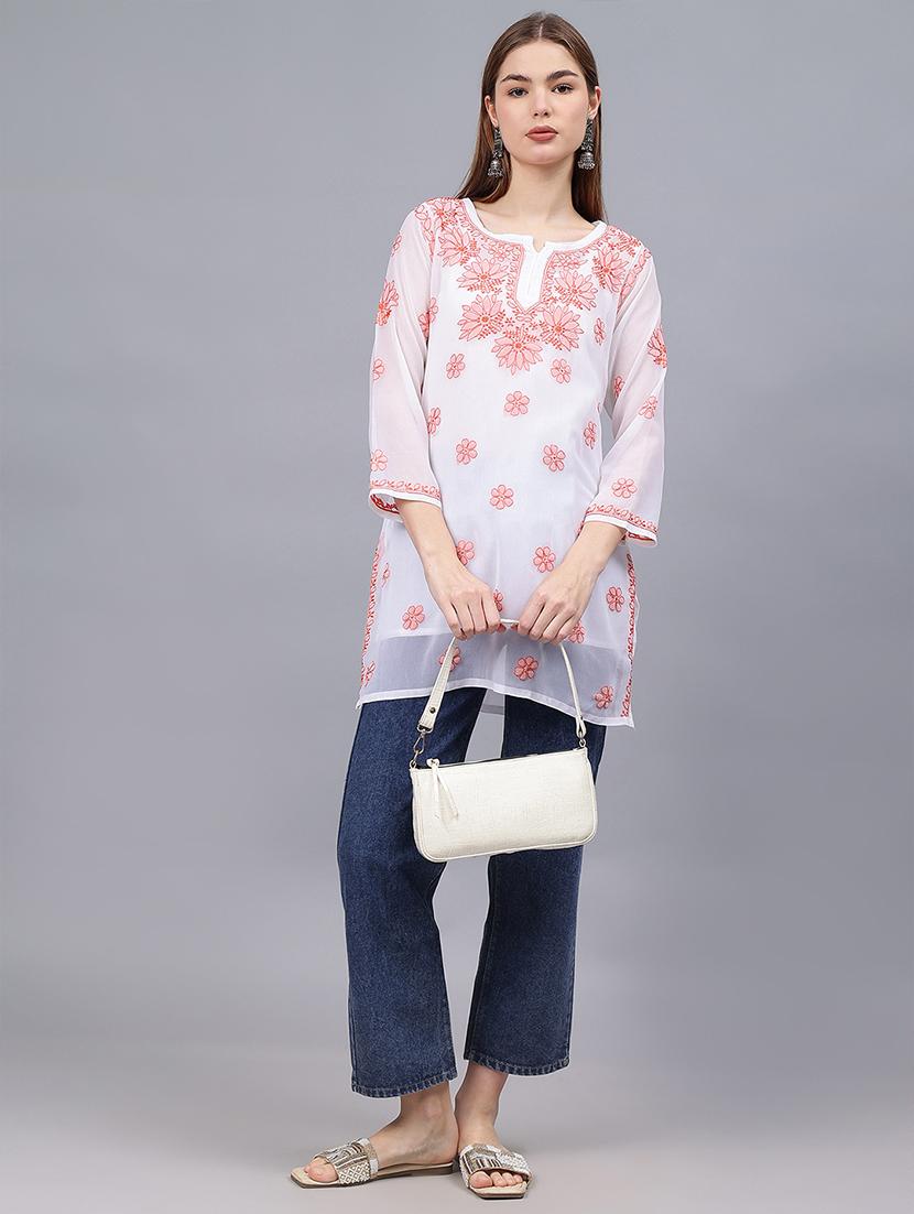 women chikankari straight kurti - 21531746 - Standard Image - 4