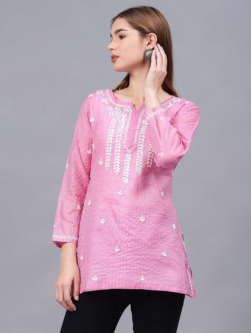 women chikankari straight kurti - 21531750 - Standard Image - 1