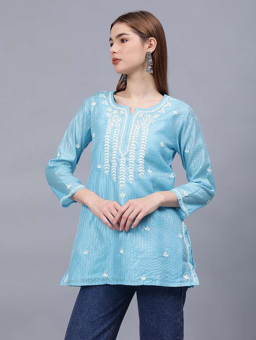 women chikankari straight kurti - 21531751 -  Standard Image - 1
