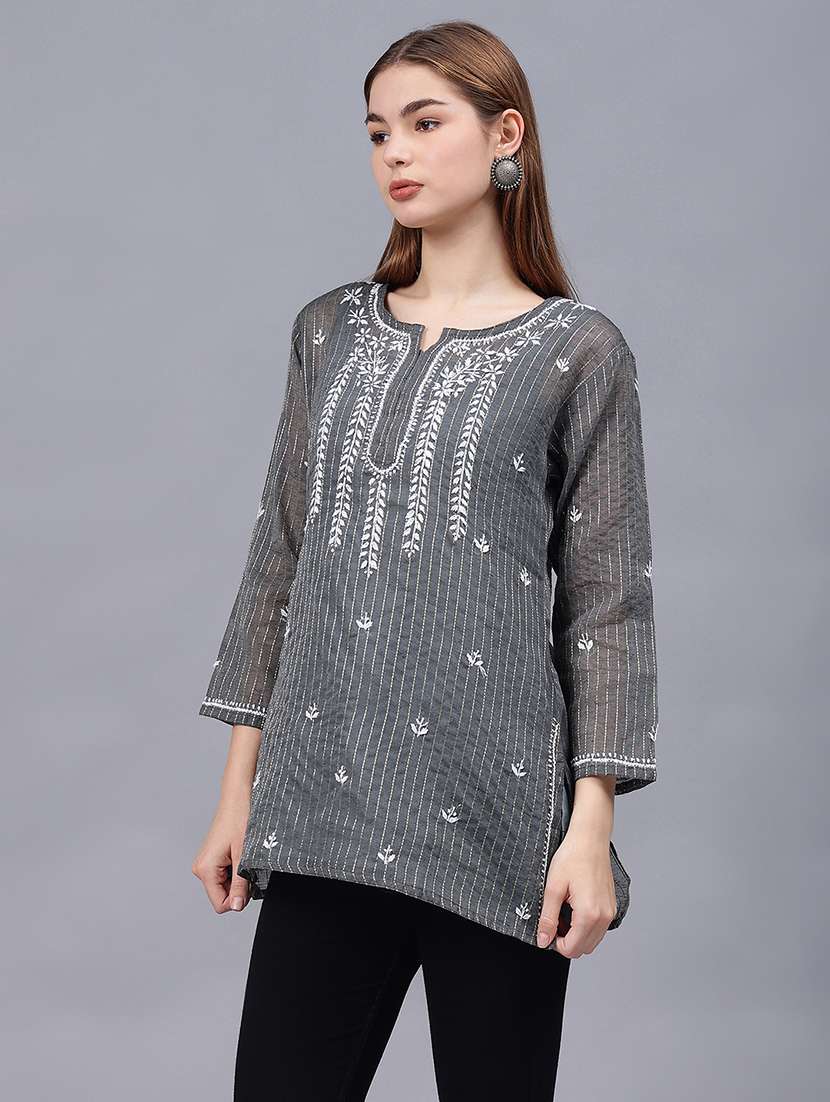 women chikankari straight kurti - 21531752 - Standard Image - 1