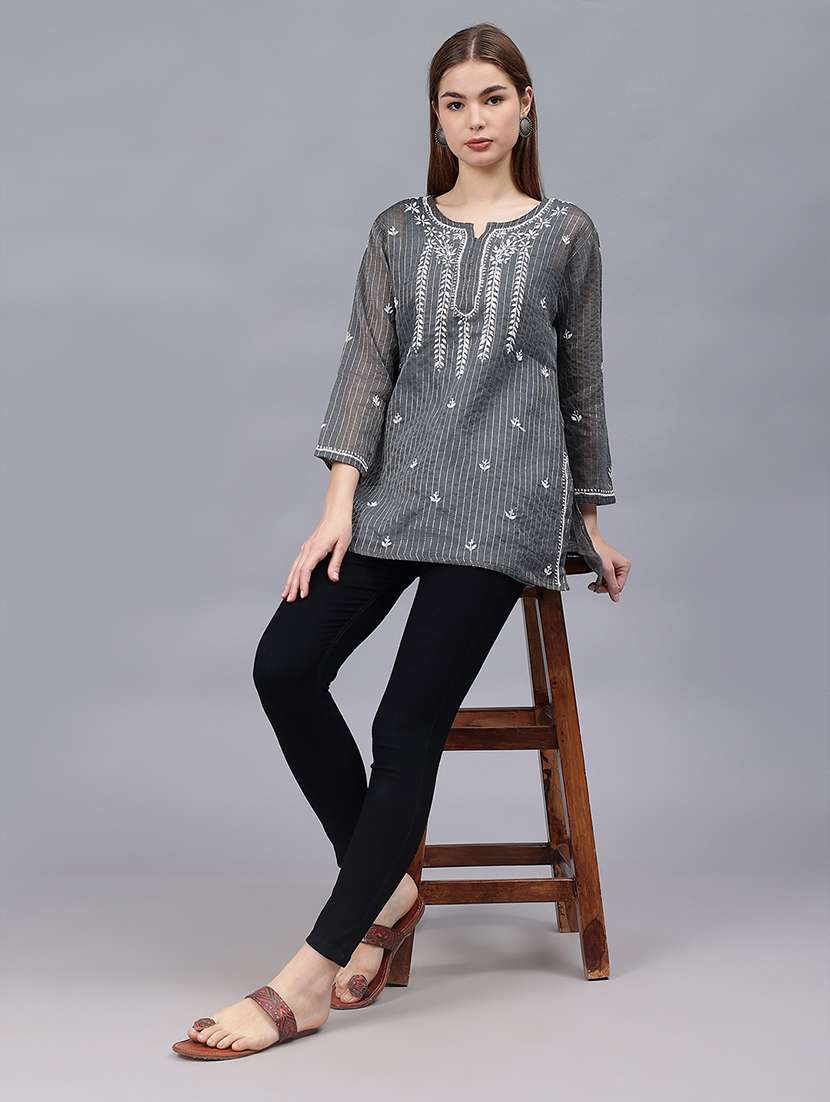 women chikankari straight kurti - 21531752 - Standard Image - 6