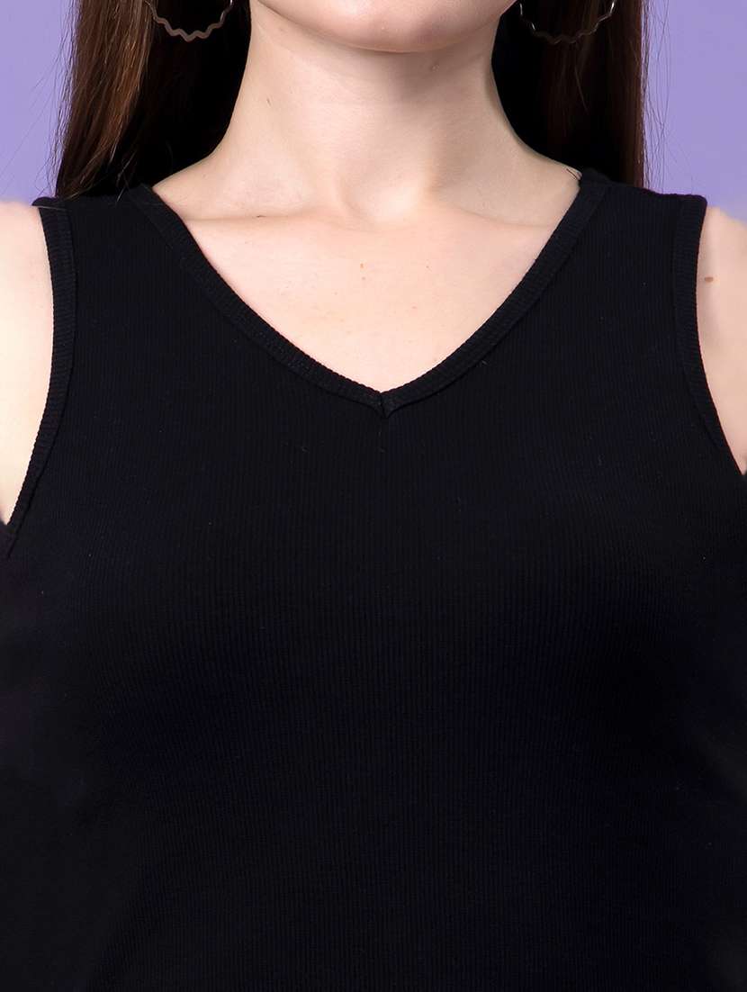 women solid sleeveless crop top - 21531755 - Standard Image - 6