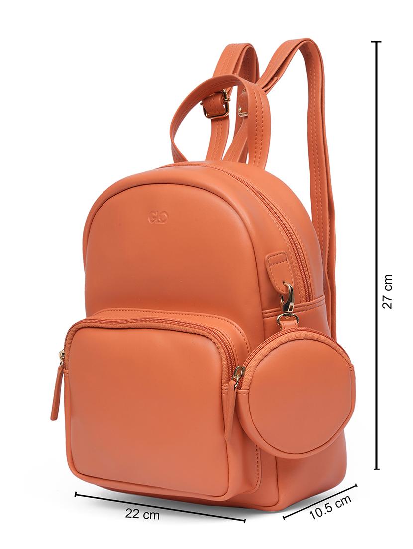 globus women coral vegan leather ergonomic strap small backpack with pouch - 21531771 - Standard Image - 4