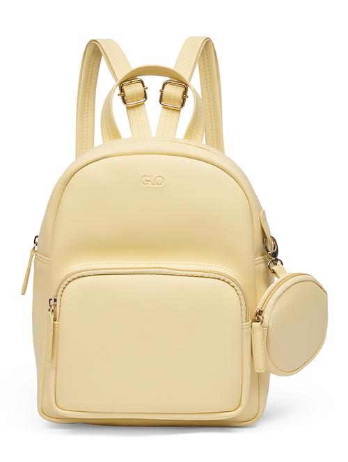 globus women yellow vegan leather ergonomic strap small backpack with pouch - 21531772 - Standard Image - 0