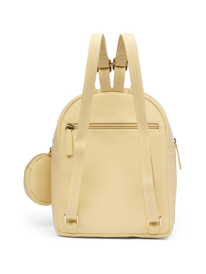 globus women yellow vegan leather ergonomic strap small backpack with pouch - 21531772 -  Standard Image - 1