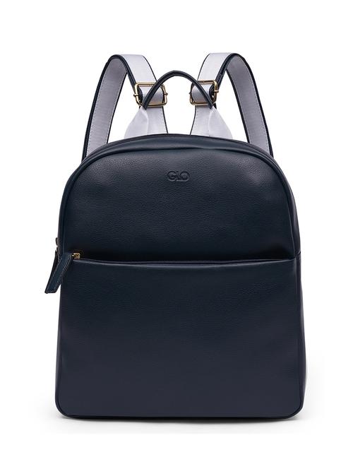 globus women navy blue vegan leather textured medium backpack with up to 13 inch laptop size - 21531773 -  Standard Image - 0