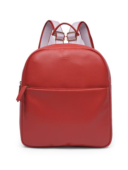 globus women red vegan leather textured medium backpack with up to 13 inch laptop size - 21531774 - Standard Image - 0