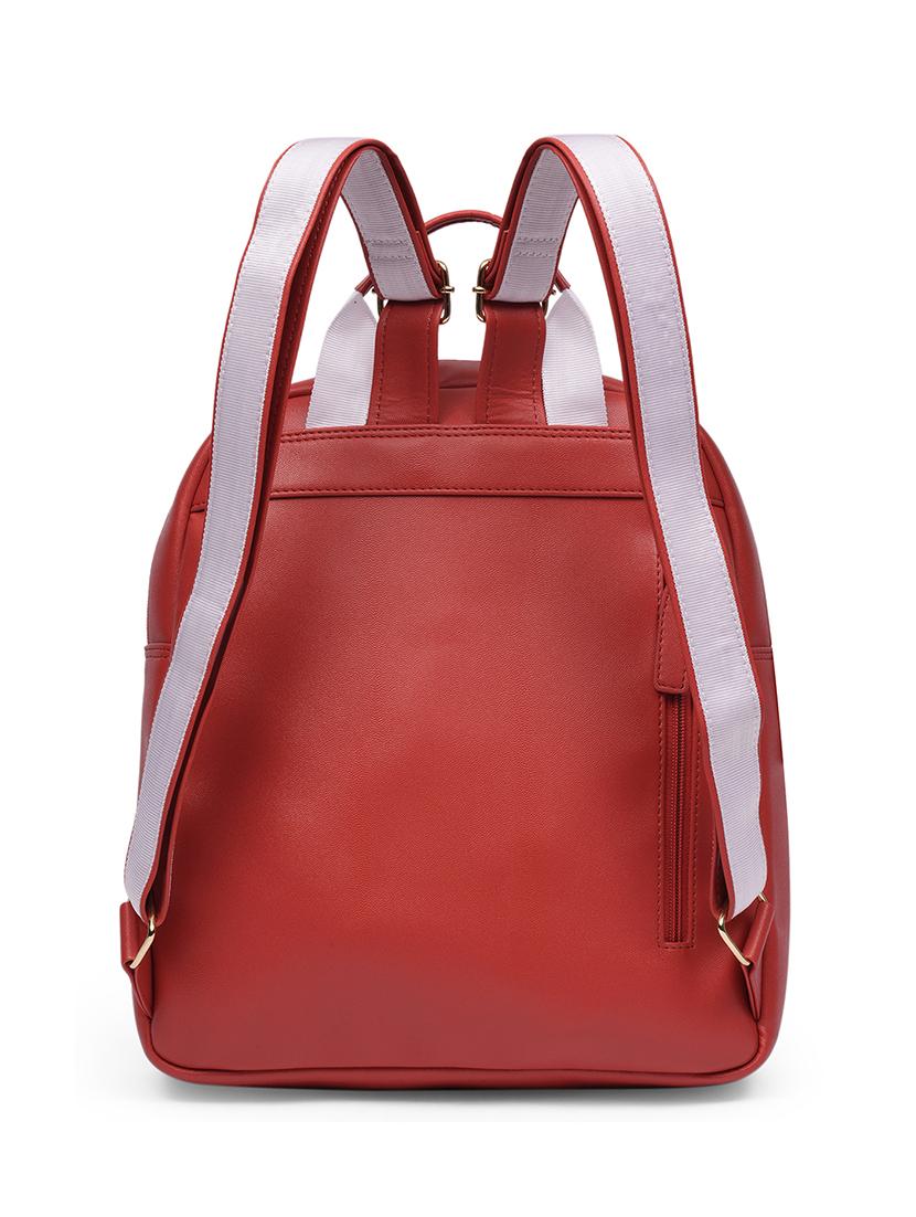 globus women red vegan leather textured medium backpack with up to 13 inch laptop size - 21531774 - Standard Image - 1