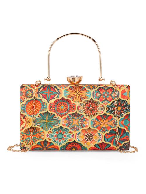 yellow fabric box clutch - 21531775 - Standard Image - 0