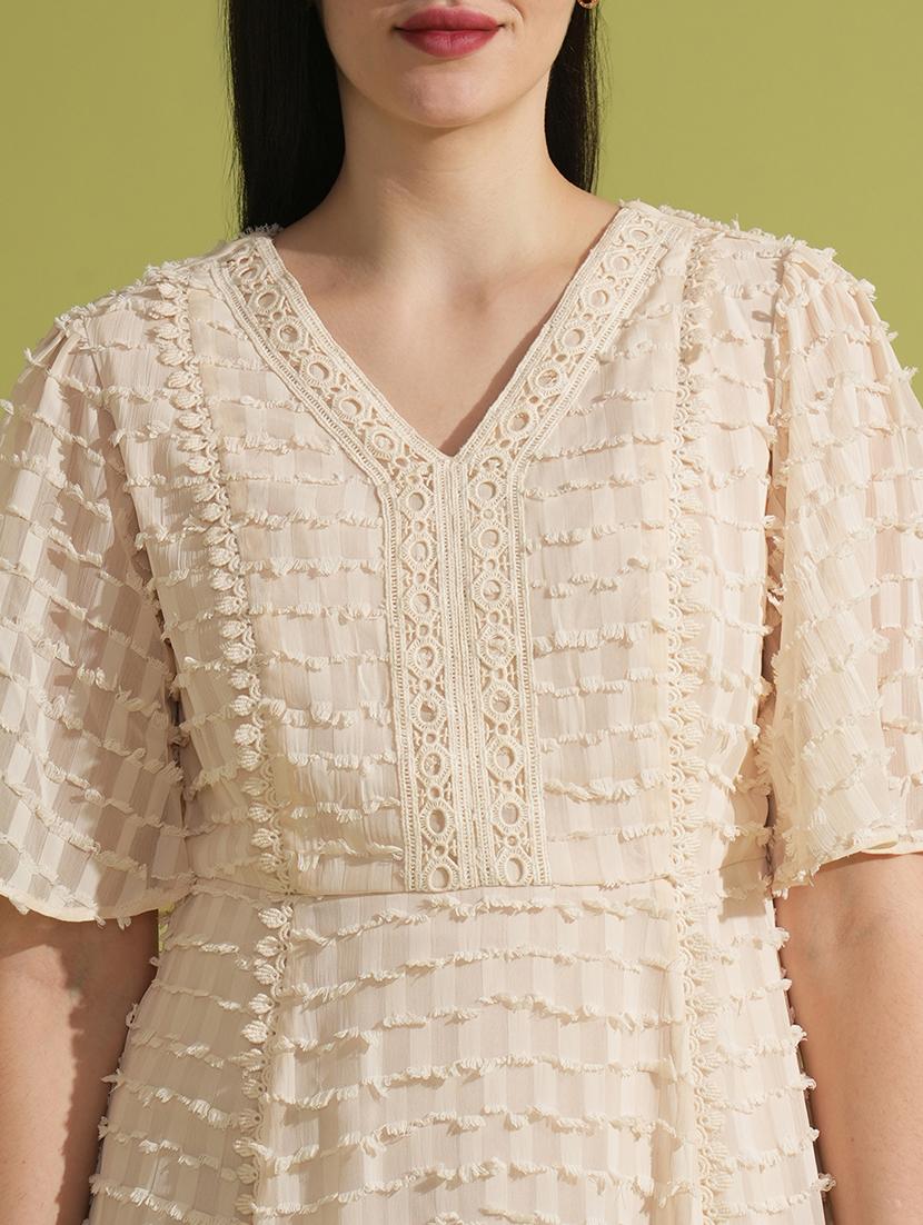 globus women white self design flutter sleeves lace insert a-line mini party dress - 21531923 - Standard Image - 4