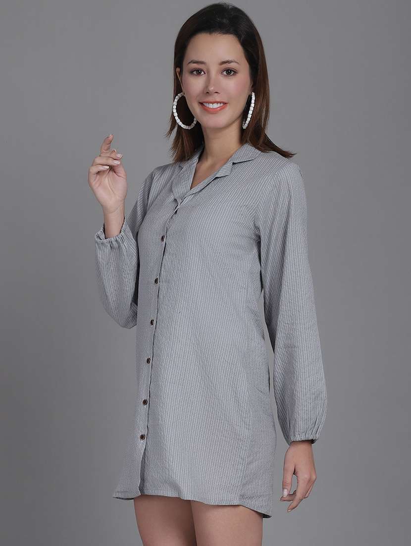 women collared stripes mini shirt dress - 21531951 -  Standard Image - 1