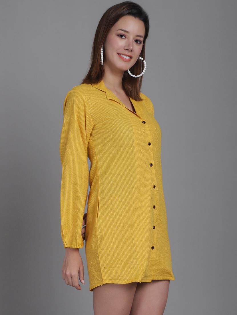 women collared stripes mini shirt dress - 21531952 - Standard Image - 1