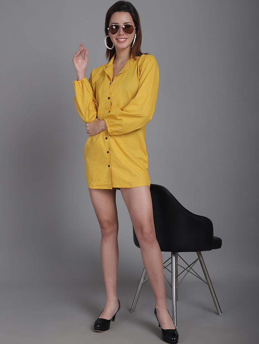 women collared stripes mini shirt dress - 21531952 - Standard Image - 4