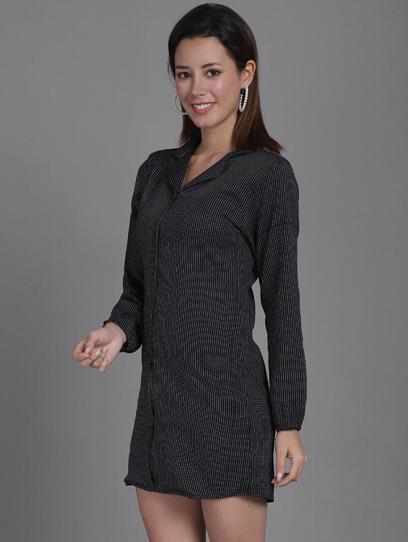 women collared stripes mini shirt dress - 21531954 - Standard Image - 1