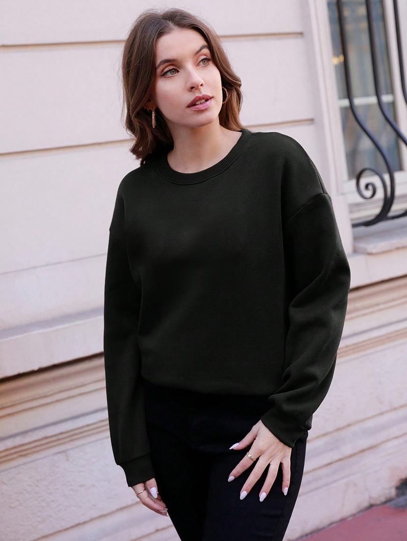women long sleeve plain sweatshirt - 21531965 - Standard Image - 1