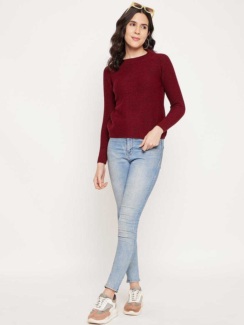 women long sleeve self design pullover - 21532038 - Standard Image - 4