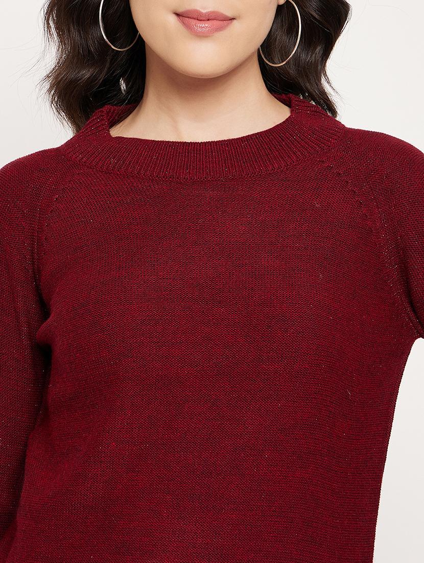 women long sleeve self design pullover - 21532038 - Standard Image - 6