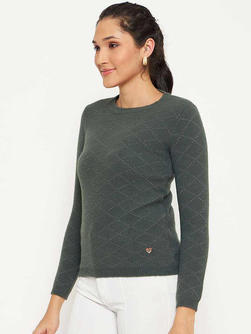 women self design long sleeves pullover - 21532067 -  Standard Image - 1