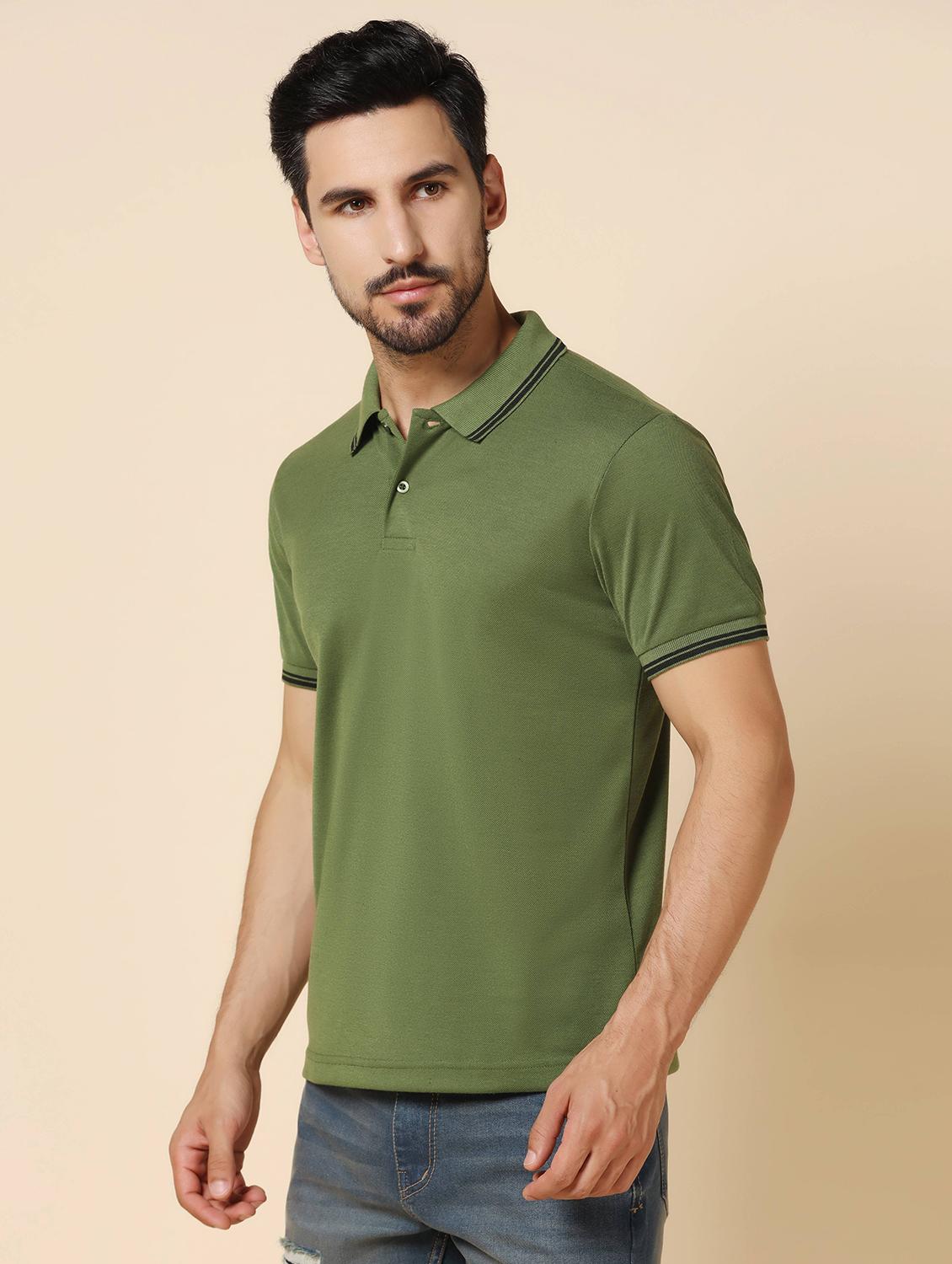 men solid polo neck t-shirt - 21532146 - Standard Image - 1