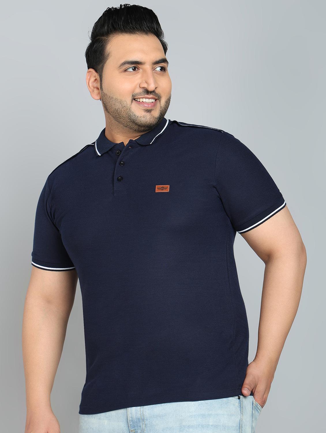 men plus size polo neck plain t-shirt - 21532156 -  Standard Image - 1
